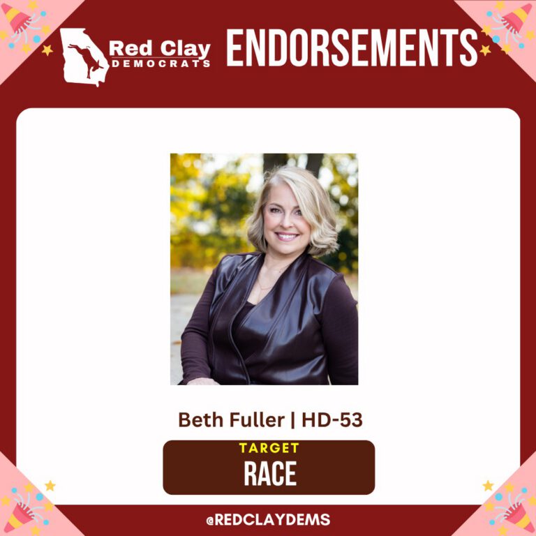 Red Clay Democrats endorsement: Beth Fuller, target race, Georgia House District 53